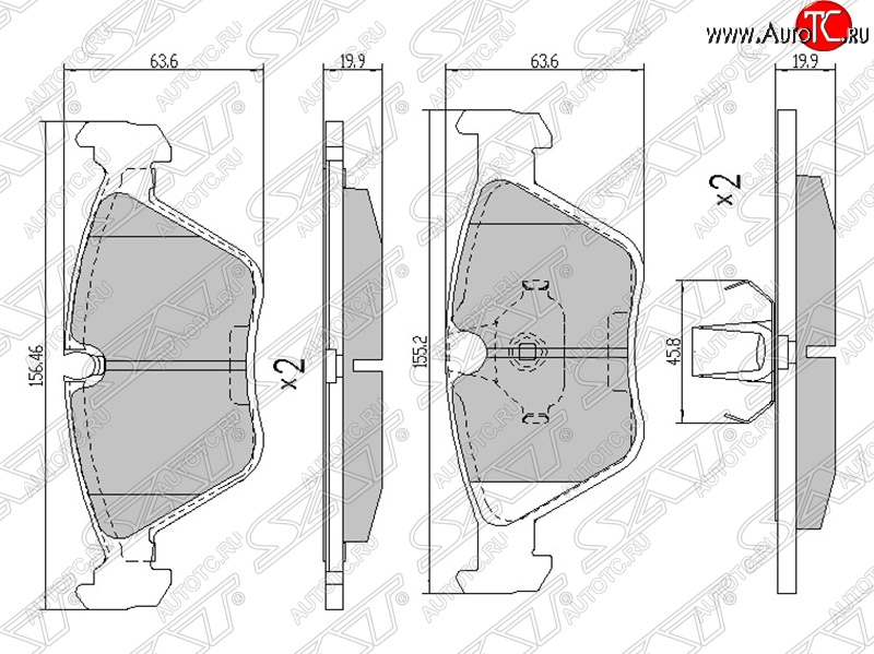 1 189 р. Колодки тормозные SAT (передние) BMW X3 E83 (2003-2009)  с доставкой в г. Тамбов