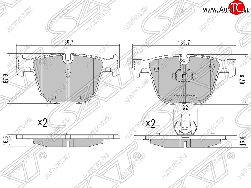 1 259 р. Колодки тормозные SAT (задние)  BMW X5  E70 (2006-2013) дорестайлинг, рестайлинг  с доставкой в г. Тамбов