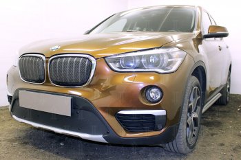 Зимняя заглушка воздухозаборника бампера Стрелка 11 Премиум BMW X1 F48 дорестайлинг (2015-2019)