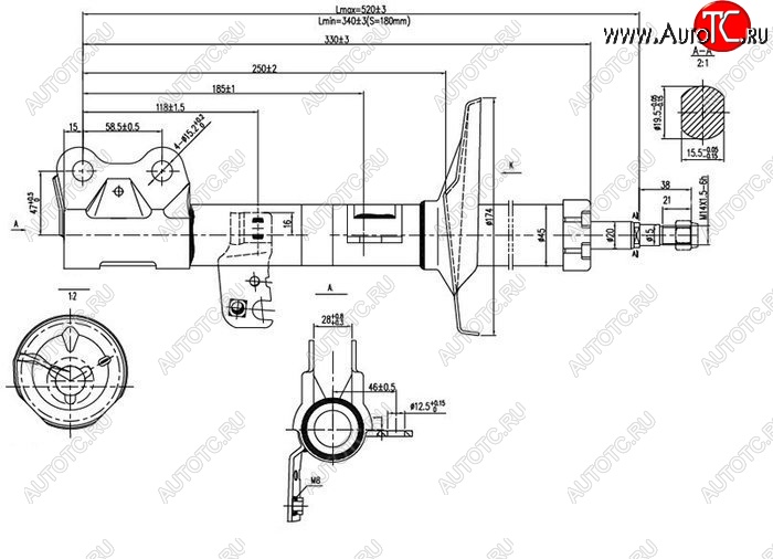 3 099 р. Левый амортизатор передний SAT BYD F3 седан (2005-2014)  с доставкой в г. Тамбов