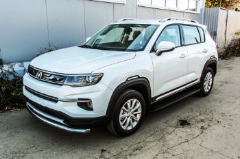 14 999 р. Пороги алюминиевые Slitkoff  Changan CS35 Plus (2018-2022) дорестайлинг (Optima Black )  с доставкой в г. Тамбов. Увеличить фотографию 3