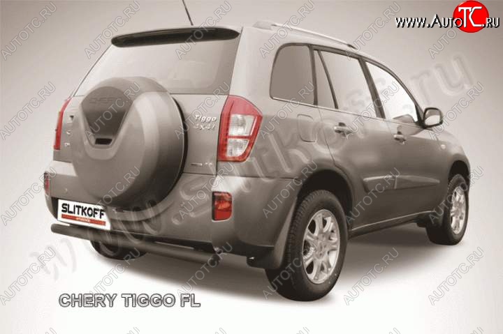 5 189 р. Защита заднего бампера из трубы d76 Slitkoff  Chery Tiggo T11 (2013-2016) рестайлинг (Цвет: серебристый)  с доставкой в г. Тамбов