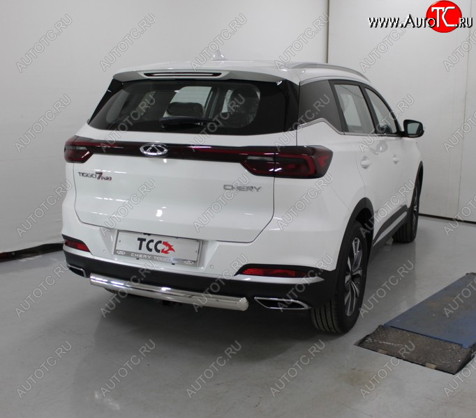 20 549 р. Защита заднего бампера (овальная, 2WD) ТСС 75х42 мм  Chery Tiggo 7 PRO (2019-2025)  с доставкой в г. Тамбов