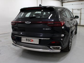 Защита заднего бампера (овальная) ТСС (нержавейка d 75х42 мм) Chery (Черри) Tiggo 8 (Тиго)  (T18) (2019-2024) (T18) рестайлинг