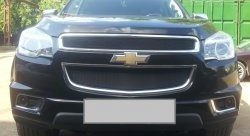 1 469 р. Сетка в решетку радиатора (верхняя) Russtal Chevrolet Trailblazer GM800 дорестайлинг (2012-2016) (черная)  с доставкой в г. Тамбов. Увеличить фотографию 2