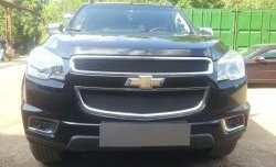 1 469 р. Сетка в решетку радиатора (верхняя) Russtal Chevrolet Trailblazer GM800 дорестайлинг (2012-2016) (черная)  с доставкой в г. Тамбов. Увеличить фотографию 4