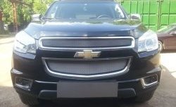 1 539 р. Нижняя сетка на бампер Russtal (хром)  Chevrolet Trailblazer  GM800 (2012-2016) дорестайлинг  с доставкой в г. Тамбов. Увеличить фотографию 2