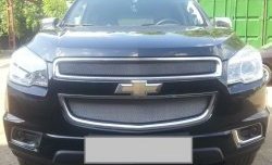 1 539 р. Нижняя сетка на бампер Russtal (хром)  Chevrolet Trailblazer  GM800 (2012-2016) дорестайлинг  с доставкой в г. Тамбов. Увеличить фотографию 3