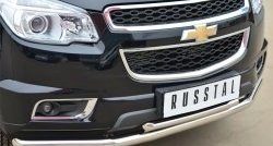 23 999 р. Защита переднего бампера (2 трубыØ63 и 42 мм, нержавейка) SLITKOFF Chevrolet Trailblazer GM800 дорестайлинг (2012-2016)  с доставкой в г. Тамбов. Увеличить фотографию 2