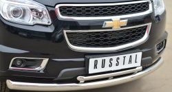 24 699 р. Защита переднего бампера (2 трубыØ76 и 42 мм, нержавейка) SLITKOFF Chevrolet Trailblazer GM800 дорестайлинг (2012-2016)  с доставкой в г. Тамбов. Увеличить фотографию 2