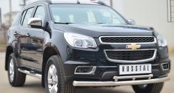 24 699 р. Защита переднего бампера (2 трубыØ76 и 42 мм, нержавейка) SLITKOFF Chevrolet Trailblazer GM800 дорестайлинг (2012-2016)  с доставкой в г. Тамбов. Увеличить фотографию 4