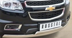 27 999 р. Защита переднего бампера (2 трубыØ75х42 мм, нержавейка) Russtal Chevrolet Trailblazer GM800 дорестайлинг (2012-2016)  с доставкой в г. Тамбов. Увеличить фотографию 2