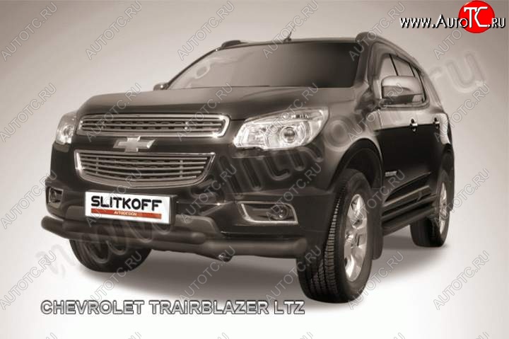 14 599 р. Защита переднего бампера d76 и d57 Slitkoff Chevrolet Trailblazer GM800 дорестайлинг (2012-2016) (Цвет: серебристый)  с доставкой в г. Тамбов