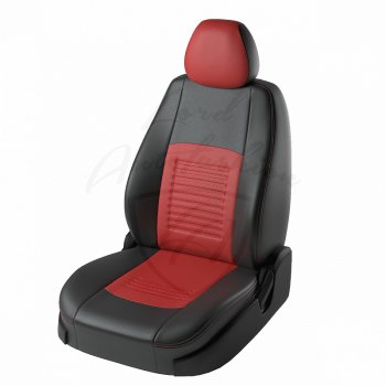 Чехлы для сидений Lord Autofashion Турин (экокожа) Chevrolet Aveo T250 седан рестайлинг (2006-2011)  (Чёрный, вставка красная)