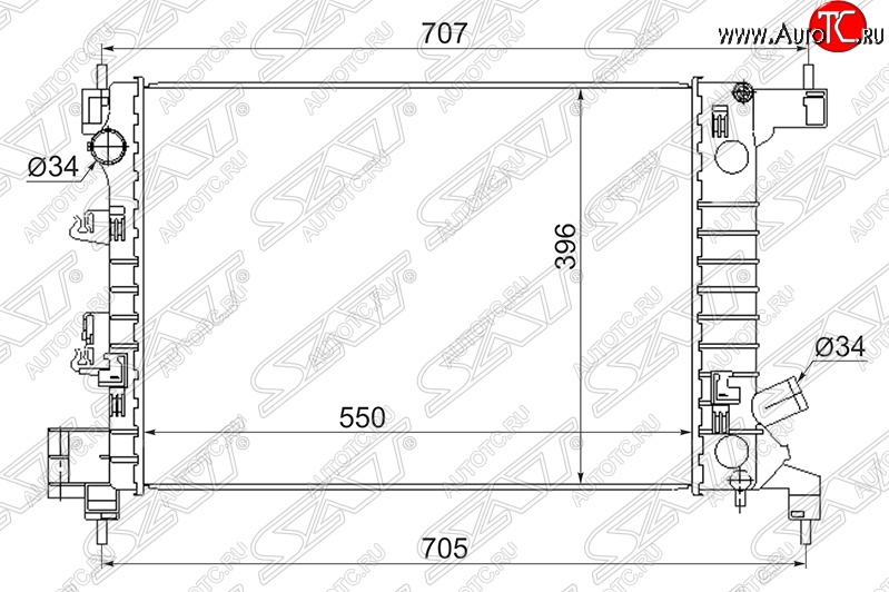 5 199 р. Радиатор двигателя SAT (трубчатый, 1.2/1.4, МКПП) Chevrolet Aveo T300 хэтчбек (2011-2015)  с доставкой в г. Тамбов