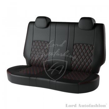 7 099 р. Чехлы для сидений Lord Autofashion Турин Ромб (экокожа)  Chevrolet Aveo ( T200,  T250) (2002-2011) хэтчбек 5 дв, хэтчбек 5 дв рестайлинг (Черный, вставка черная, строчка красная)  с доставкой в г. Тамбов. Увеличить фотографию 2