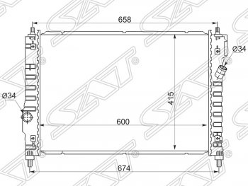 5 249 р. Радиатор двигателя SAT (пластинчатый)  Chevrolet Aveo ( T200,  T300) (2002-2015) хэтчбек 5 дв, хэтчбек  с доставкой в г. Тамбов. Увеличить фотографию 1