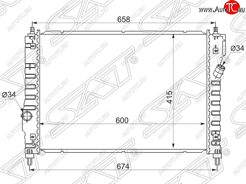 5 249 р. Радиатор двигателя SAT (пластинчатый)  Chevrolet Aveo ( T200,  T300) (2002-2015) хэтчбек 5 дв, хэтчбек  с доставкой в г. Тамбов