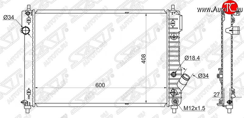 5 199 р. Радиатор двигателя SAT (трубчатый, МКПП) Chevrolet Aveo T300 хэтчбек (2011-2015)  с доставкой в г. Тамбов