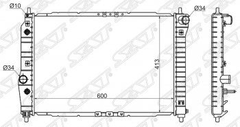 6 399 р. Радиатор двигателя SAT (пластинчатый, 1.4, МКПП/АКПП)  Chevrolet Aveo  T200 (2002-2008), Daewoo Kalos (2002-2008)  с доставкой в г. Тамбов. Увеличить фотографию 1