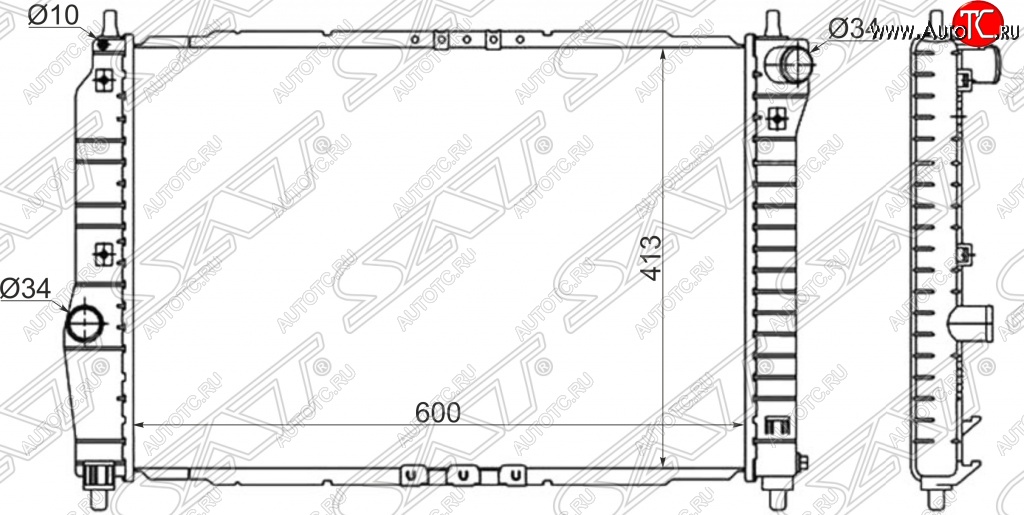 3 779 р. Радиатор двигателя SAT (трубчатый, 1.4, МКПП)  Chevrolet Aveo  T200 (2002-2008), Daewoo Kalos (2002-2008)  с доставкой в г. Тамбов