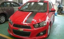 3 699 р. Накладка на передний бампер CT Chevrolet Aveo T300 хэтчбек (2011-2015) (Неокрашенная)  с доставкой в г. Тамбов. Увеличить фотографию 2