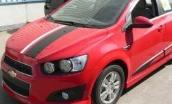 3 699 р. Накладка на передний бампер CT Chevrolet Aveo T300 седан (2011-2015) (Неокрашенная)  с доставкой в г. Тамбов. Увеличить фотографию 1