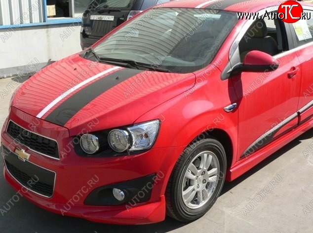 3 699 р. Накладка на передний бампер CT  Chevrolet Aveo  T300 (2011-2015) седан, хэтчбек (Неокрашенная)  с доставкой в г. Тамбов