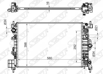 Радиатор двигателя SAT (пластинчатый, 1.6, АКПП/МКПП) Chevrolet Aveo T300 хэтчбек (2011-2015)
