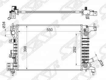 12 499 р. Радиатор двигателя SAT (пластинчатый, 1.2/1.4, АКПП) Chevrolet Aveo T300 седан (2011-2015)  с доставкой в г. Тамбов. Увеличить фотографию 1