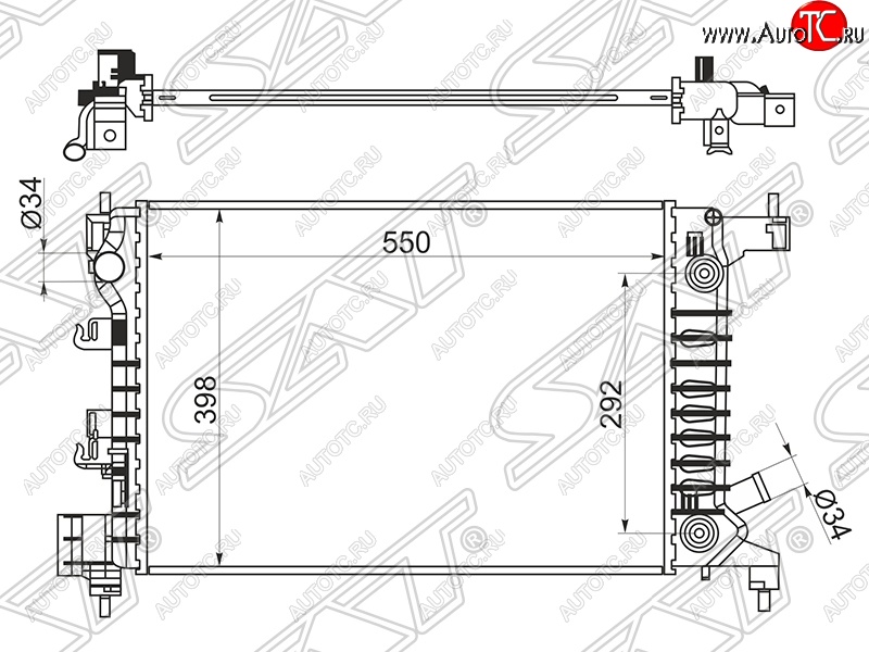 12 499 р. Радиатор двигателя SAT (пластинчатый, 1.2/1.4, АКПП) Chevrolet Aveo T300 седан (2011-2015)  с доставкой в г. Тамбов