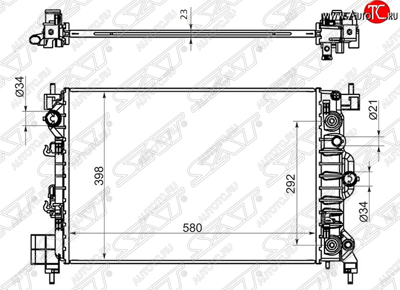 5 249 р. Радиатор двигателя SAT (трубчатый, 1.6, МКПП/АКПП) Chevrolet Aveo T300 хэтчбек (2011-2015)  с доставкой в г. Тамбов