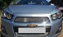 3 199 р. Сетка на бампер Russtal (хром) Chevrolet Captiva 2-ой рестайлинг (2013-2016)  с доставкой в г. Тамбов. Увеличить фотографию 2