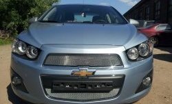 3 199 р. Сетка на бампер Russtal (хром) Chevrolet Captiva 2-ой рестайлинг (2013-2016)  с доставкой в г. Тамбов. Увеличить фотографию 3