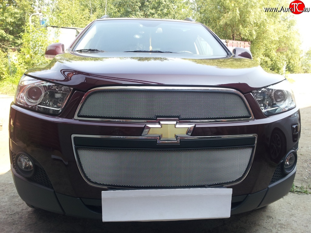 3 199 р. Сетка на бампер Russtal (хром) Chevrolet Captiva 1-ый рестайлинг (2011-2013)  с доставкой в г. Тамбов