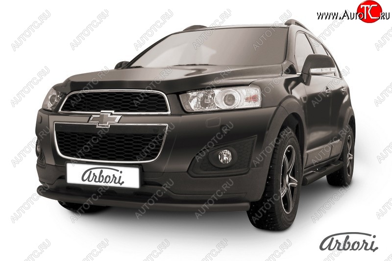 6 389 р. Защита переднего бампера Arbori (радиусная, черная, 1 труба d57 mm). Chevrolet Captiva 2-ой рестайлинг (2013-2016)  с доставкой в г. Тамбов