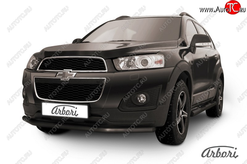 6 389 р. Защита переднего бампера Arbori (черная, 1 труба d57 mm). Chevrolet Captiva 2-ой рестайлинг (2013-2016)  с доставкой в г. Тамбов