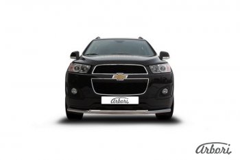 14 363 р. Защита переднего бампера Arbori (нержавейка, 2 трубы d57 и 42 mm). Chevrolet Captiva 2-ой рестайлинг (2013-2016)  с доставкой в г. Тамбов. Увеличить фотографию 2