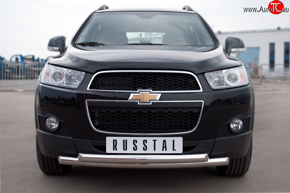 19 299 р. Защита переднего бампера (2 трубыØ63 мм, нержавейка) Russtal Chevrolet Captiva 1-ый рестайлинг (2011-2013)  с доставкой в г. Тамбов