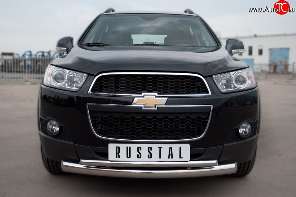 17 999 р. Защита переднего бампера (2 трубыØ76 и 42 мм, нержавейка) Russtal Chevrolet Captiva 1-ый рестайлинг (2011-2013)  с доставкой в г. Тамбов