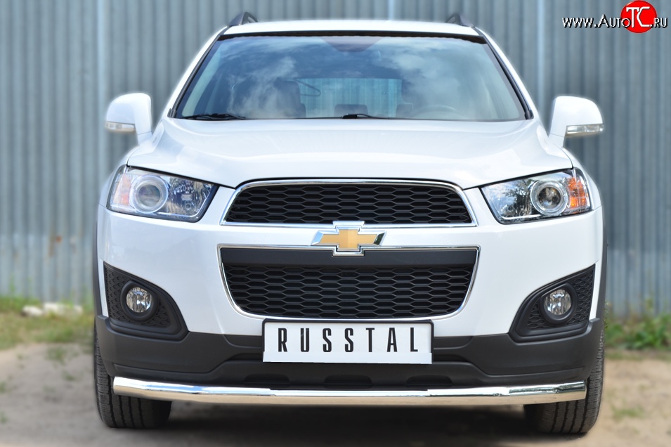 14 999 р. Одинарная защита переднего бампера диаметром 63 мм (рестайлинг) Russtal Chevrolet Captiva 2-ой рестайлинг (2013-2016)  с доставкой в г. Тамбов