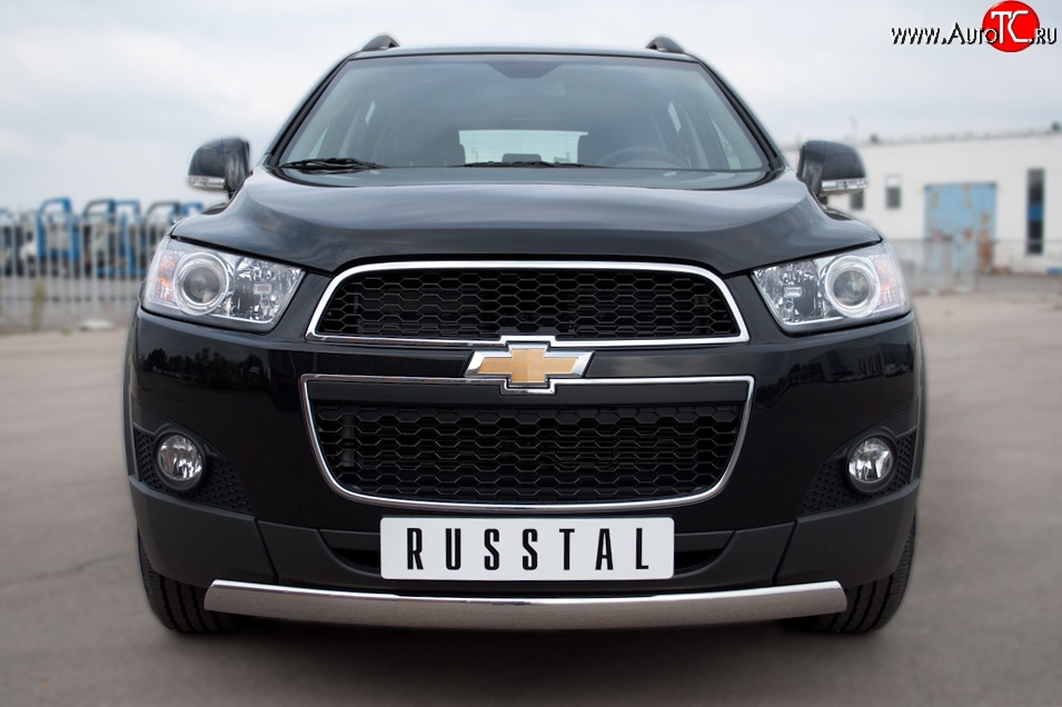 14 999 р. Защита переднего бампера (Ø75х42 мм, нержавейка) Russtal Chevrolet Captiva 1-ый рестайлинг (2011-2013)  с доставкой в г. Тамбов