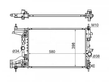 Радиатор двигателя SAT (1.6/1.8, трубчатый, АКПП) Chevrolet Cruze J305 хэтчбек дорестайлинг (2009-2012)