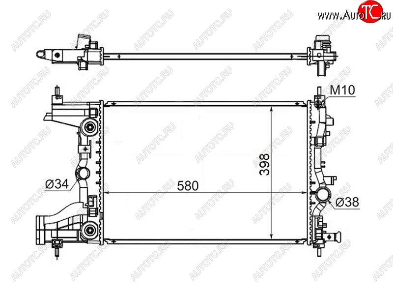 5 549 р. Радиатор двигателя SAT (1.6/1.8, трубчатый, АКПП) Chevrolet Cruze J305 хэтчбек дорестайлинг (2009-2012)  с доставкой в г. Тамбов