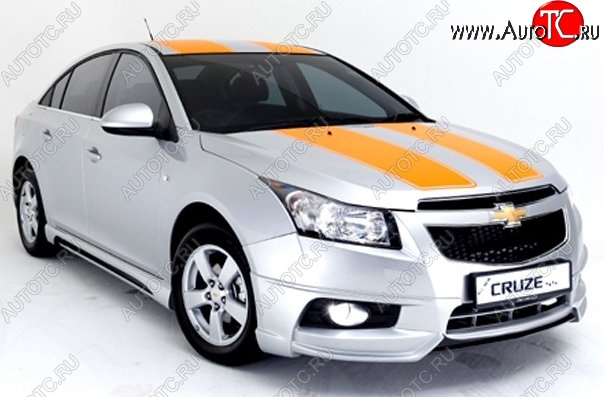 3 999 р. Накладка на передний бампер Extrime Chevrolet Cruze J300 седан дорестайлинг (2009-2012) (Неокрашенная)  с доставкой в г. Тамбов