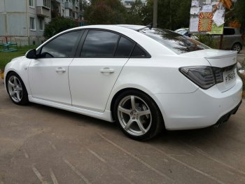 4 099 р. Пороги накладки пластиковые CT Chevrolet Cruze J300 седан дорестайлинг (2009-2012) (Неокрашенные)  с доставкой в г. Тамбов. Увеличить фотографию 2