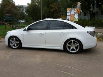 4 099 р. Пороги накладки пластиковые CT Chevrolet Cruze J300 седан дорестайлинг (2009-2012) (Неокрашенные)  с доставкой в г. Тамбов. Увеличить фотографию 3