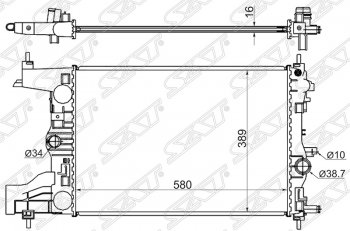 5 949 р. Радиатор двигателя SAT (пластинчатый, 1,4/1,6/1,8, МКПП)  Chevrolet Cruze (J300,  J305,  J308), Orlando, Opel Astra (J), Zafira (С,  C)  с доставкой в г. Тамбов. Увеличить фотографию 1