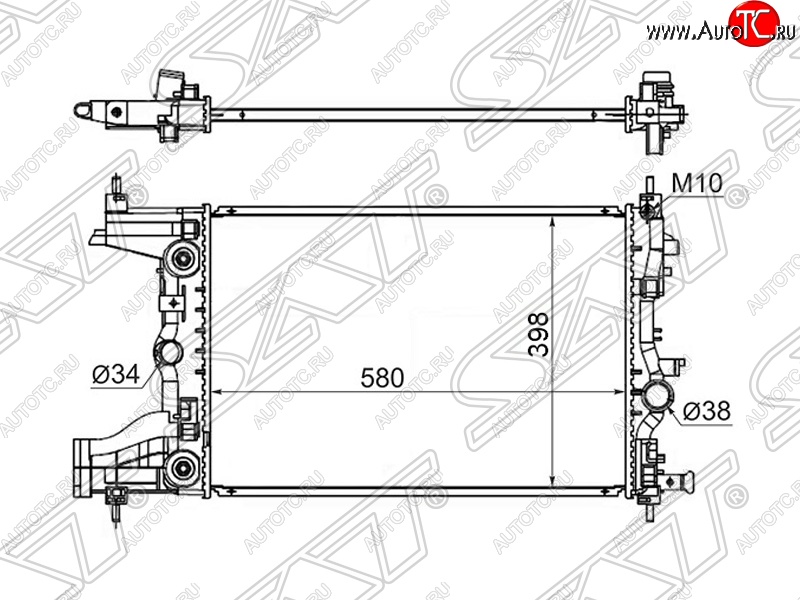 6 549 р. Радиатор SAT (пластинчатый, 1,8/1,6, АКПП)  Chevrolet Cruze (J300,  J305,  J308), Orlando, Opel Astra (J), Zafira (С,  C)  с доставкой в г. Тамбов