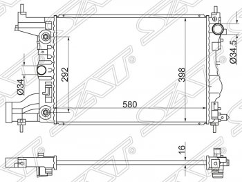 4 899 р. Радиатор двигателя SAT (трубчатый, МКПП/АКПП)  Chevrolet Cruze ( J300,  J305,  J308) - Lacetti ( седан,  универсал,  хэтчбек)  с доставкой в г. Тамбов. Увеличить фотографию 1